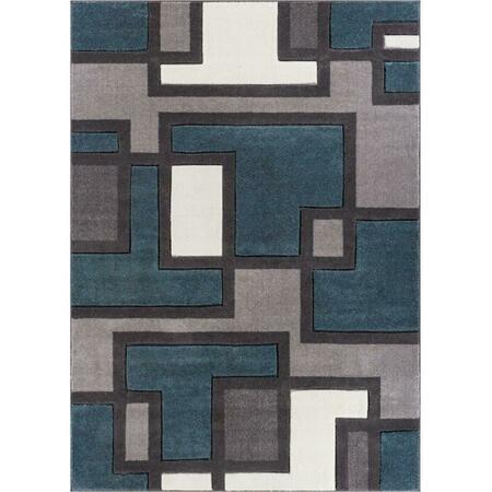 WELL WOVEN Imagination Squares Modern Rug, Blue - 3 ft. 11 in. x 5 ft. 3 in. 600964